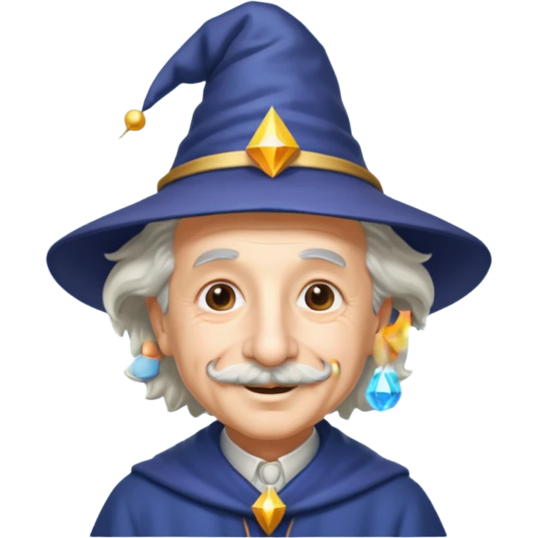 Albert Einstein, wearing wizard hat custome emoji