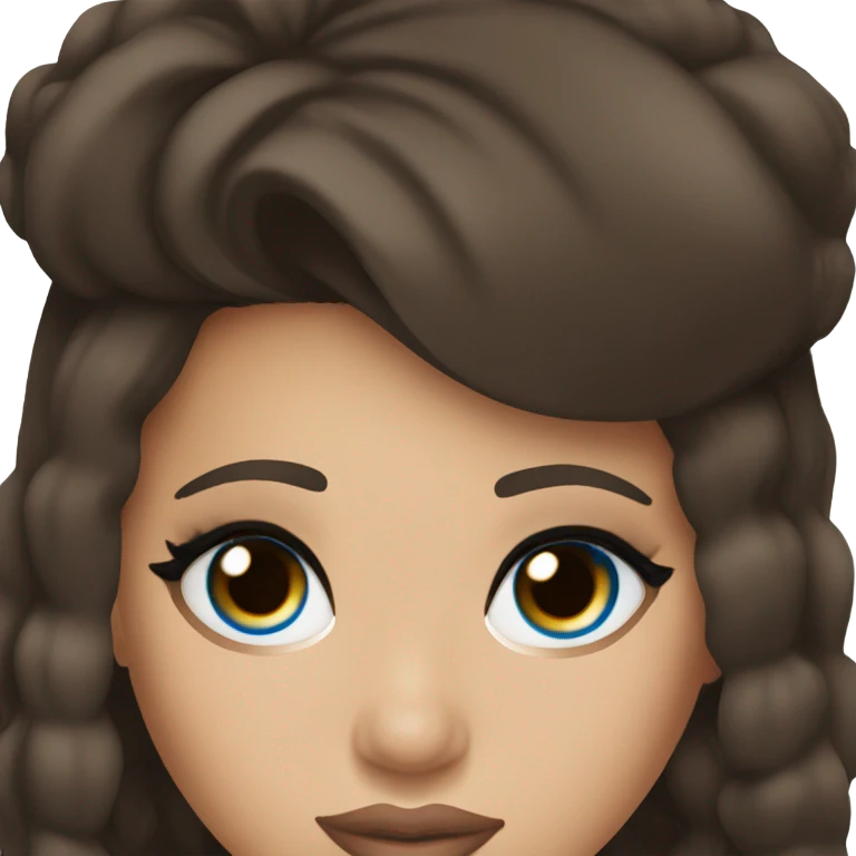 khloe kardashian with blue eyes and dark  brown hair  emoji