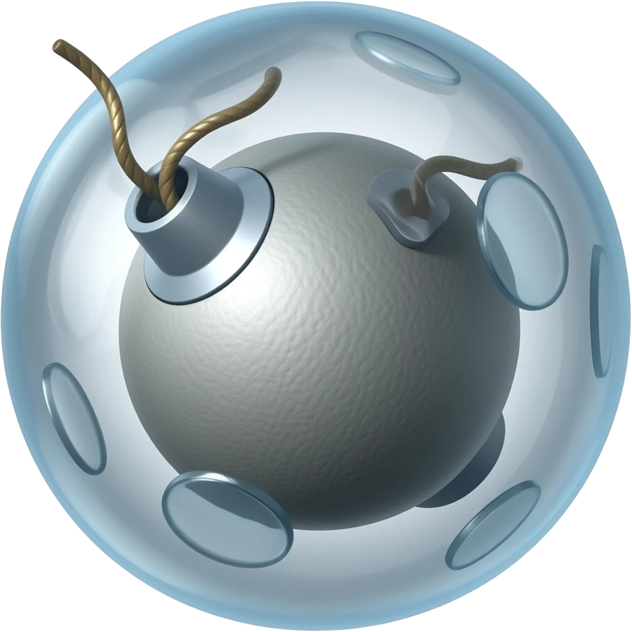 Cellula che sta per essere distrutta con delle bombe emoji