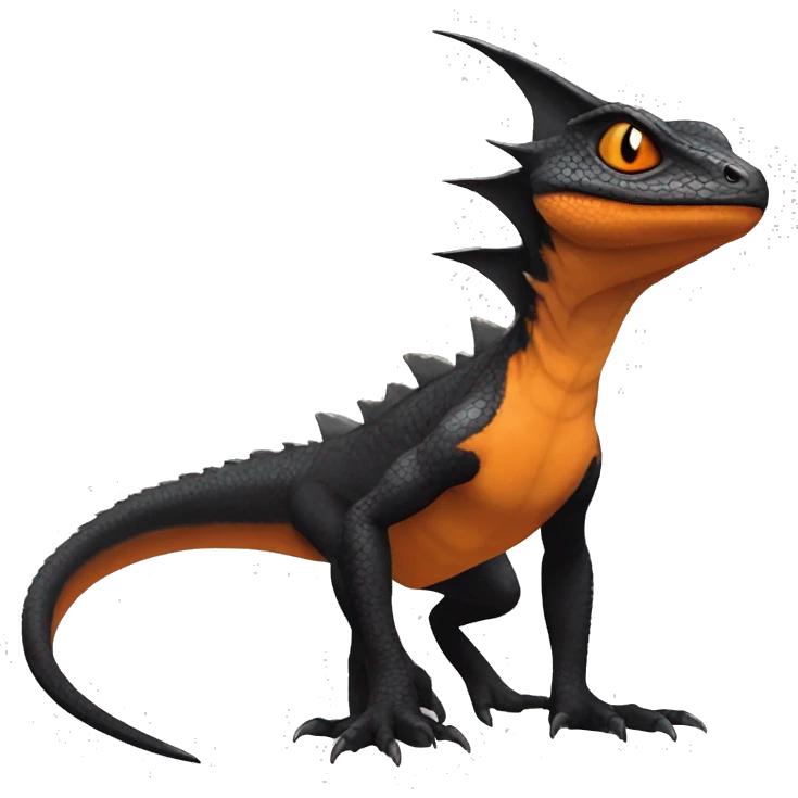 cool edgy black and orange Dark-type nargacuga lizard Pokémon full body emoji