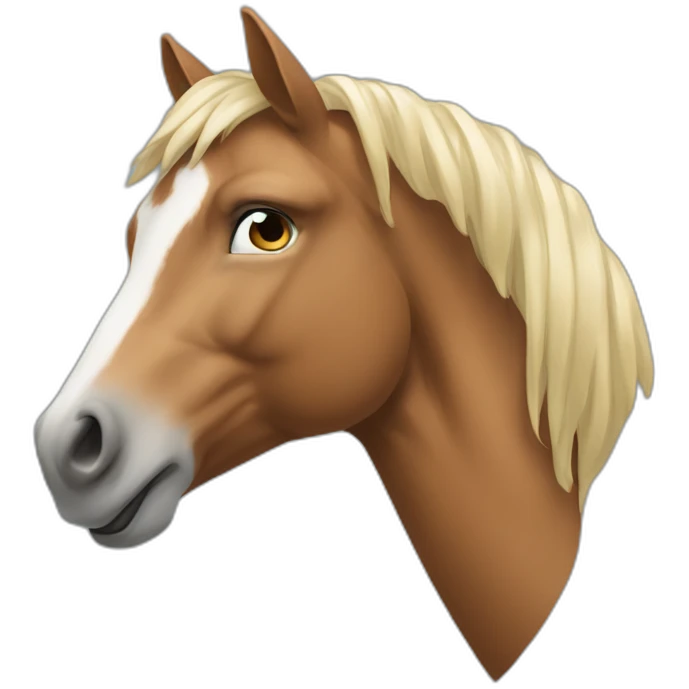 Un cheval qui regarde un caca emoji