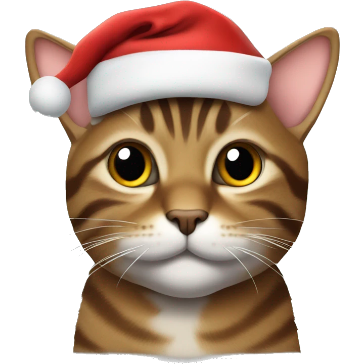 brown tabby cat wearing santa hat emoji