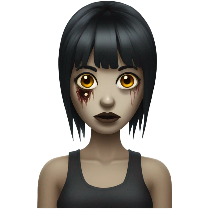 Zombie girl with bangs and long black hair emoji