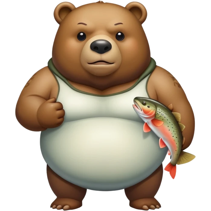 trota with bear arms and overweight human body emoji