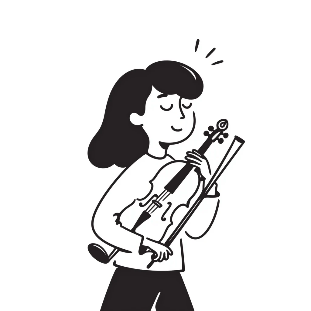 melancholic violinist looking up at the sky thinking emoji
