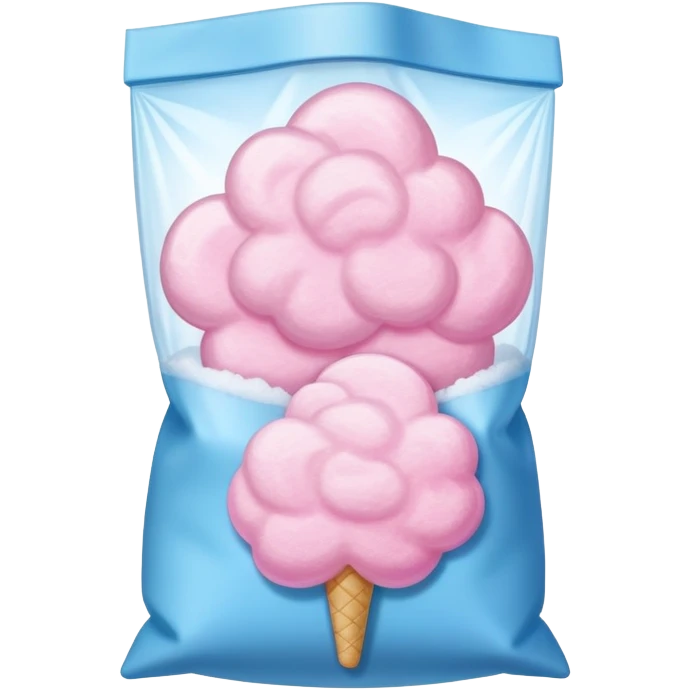 Cotton candy in a bag, packaged fluffy sugar emoji