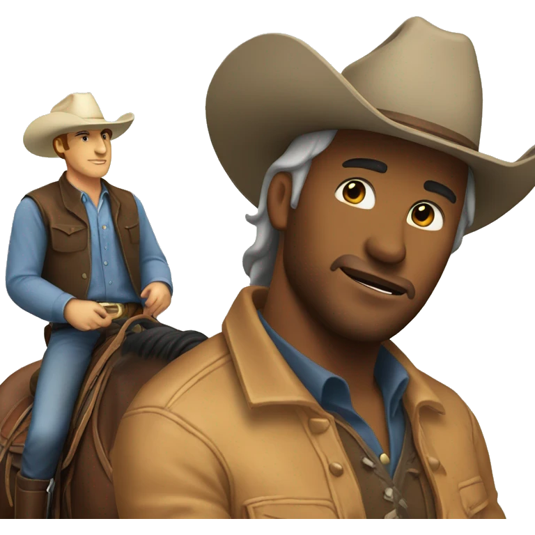man with a cowboy hat sitting on a horse as the horse buck emoji