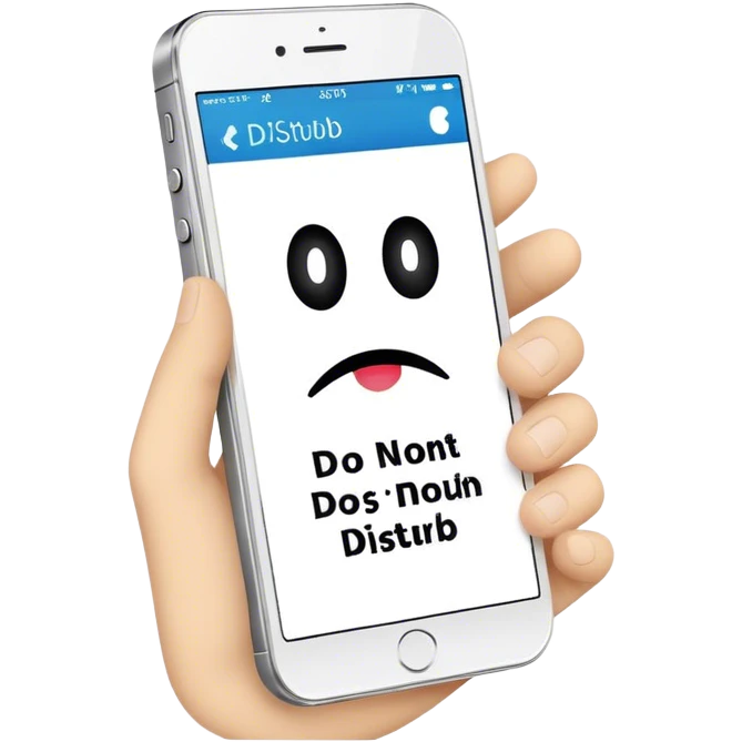 a mobile phone holding up a ‘do not disturb’ sign emoji