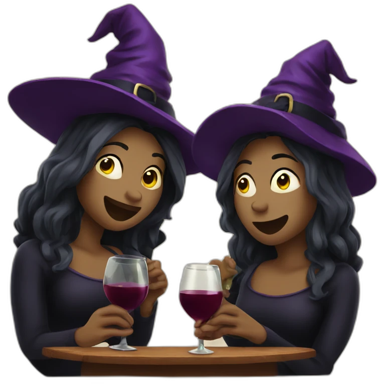 witches drinking wine emoji