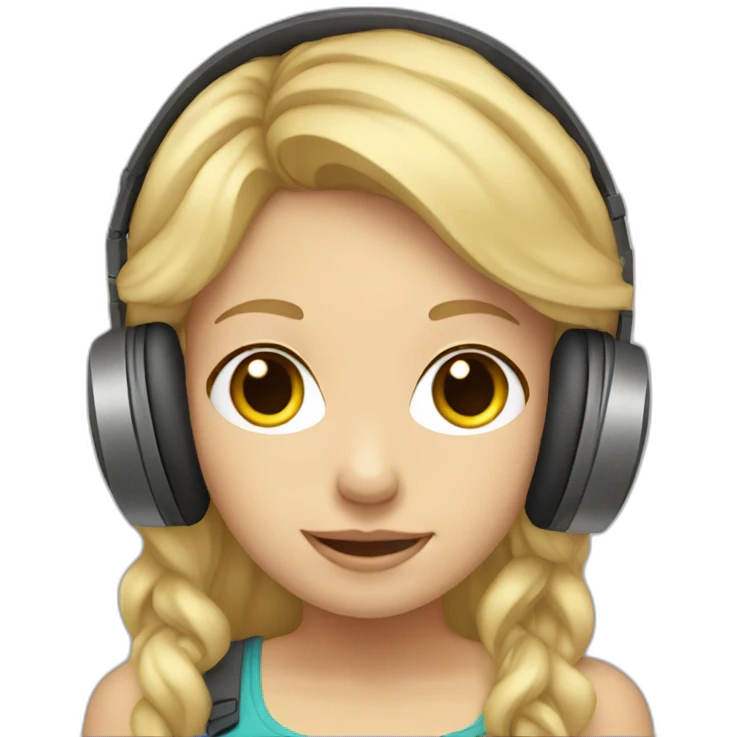 blonde-haired girl with overear headphones emoji