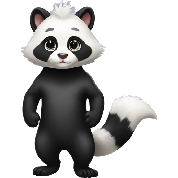 Cute skunk-panda-raccoon-ferret-cat-hybrid full body emoji