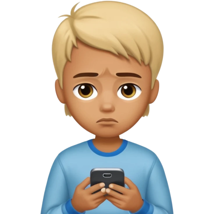 a PRETTY BRATZ boy using his phone and looking sad emoji