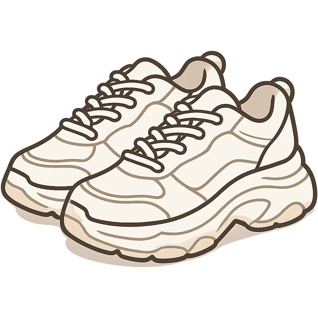 flat toon white chunky women's sneakers emoji