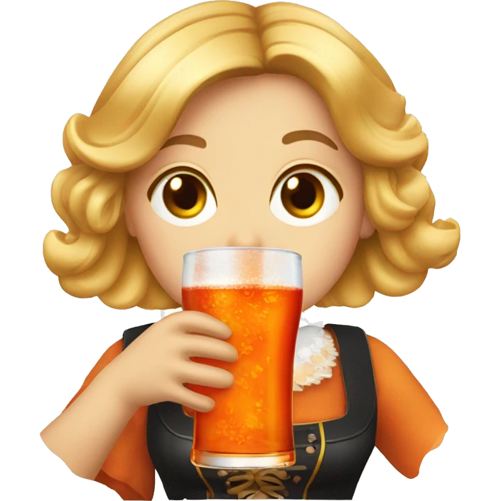 three Bavarian girl drinking aperol emoji