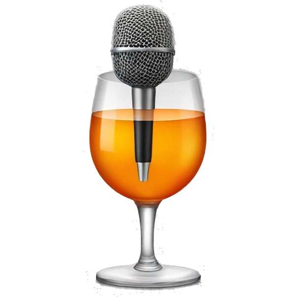 orange wine glass mixed with a microphone emoji