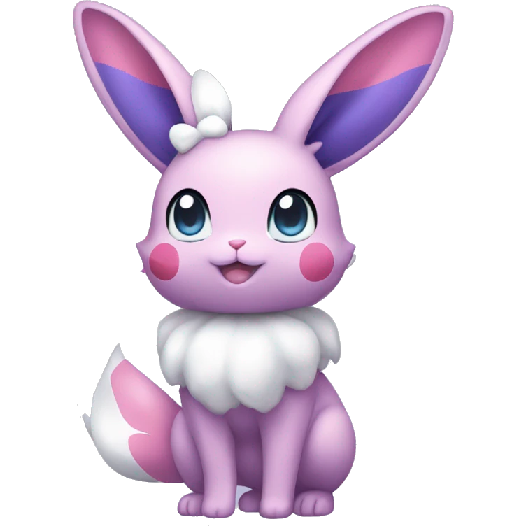 purple Kawaii Sylveon-Bunny-Pokémon full body emoji