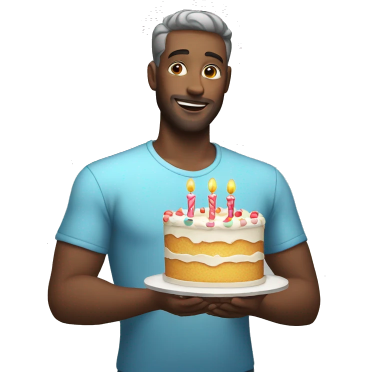 White man with birthday cake emoji