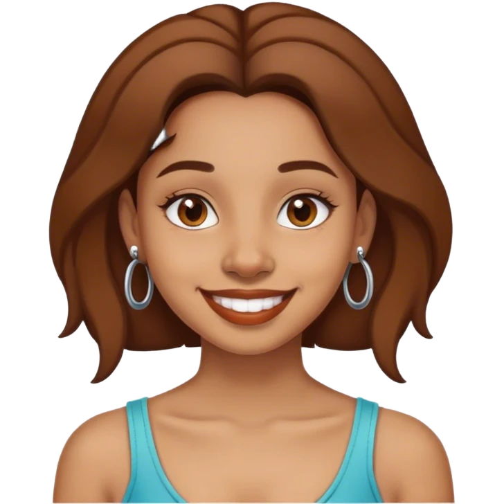 grinning brown girl with septum piercing  emoji