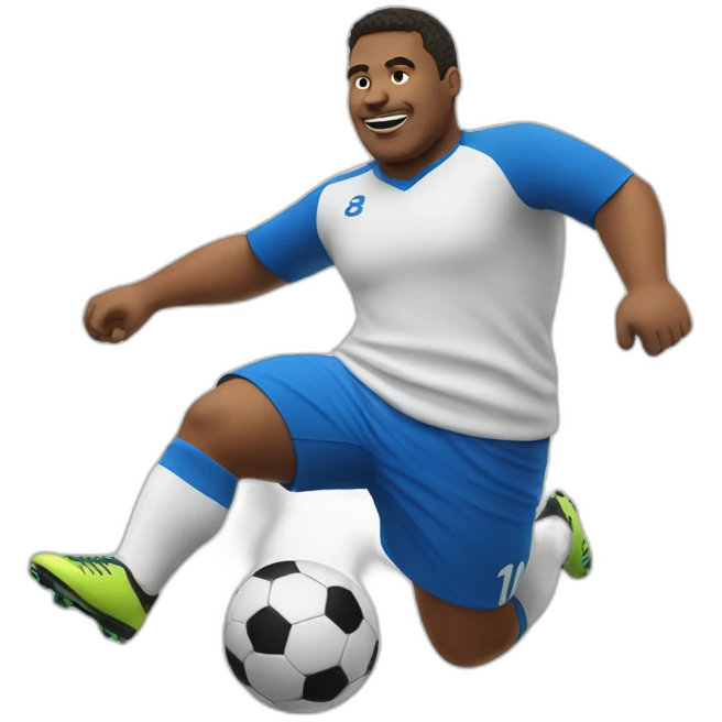 fat soccer player kicking emoji