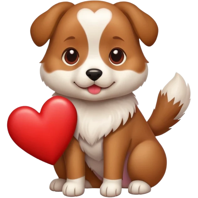 dog holding a heart emoji
