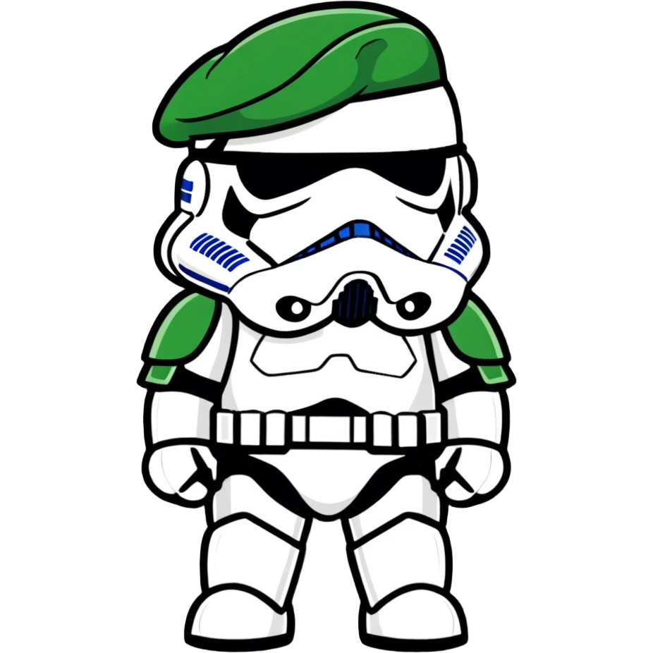 Stormtrooper wearing green barete emoji