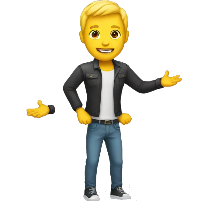  Man with yellow skin and legs raising both arms emoji