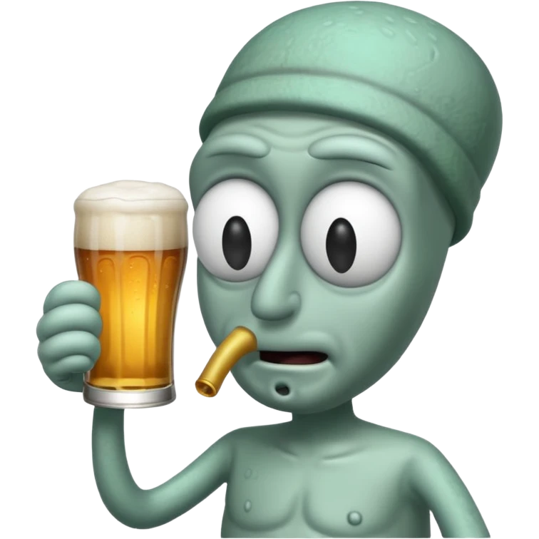 Squidward with a beer emoji