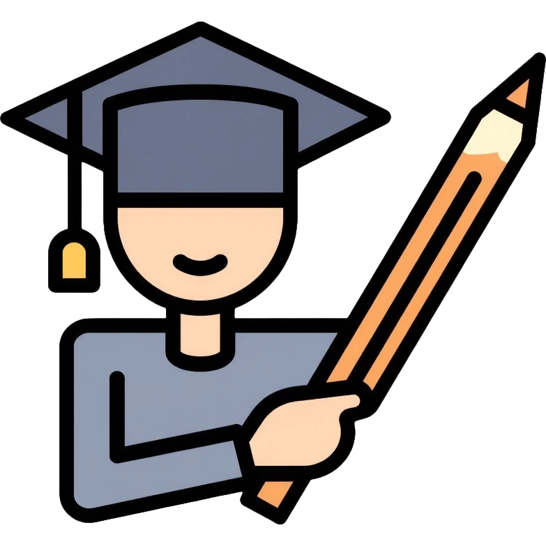 Teacher with graduation cap and pointer stick emoji