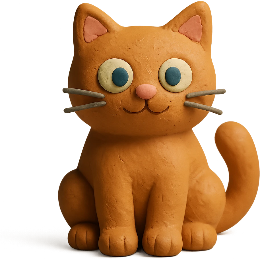 cute cat sitting in claymation style emoji