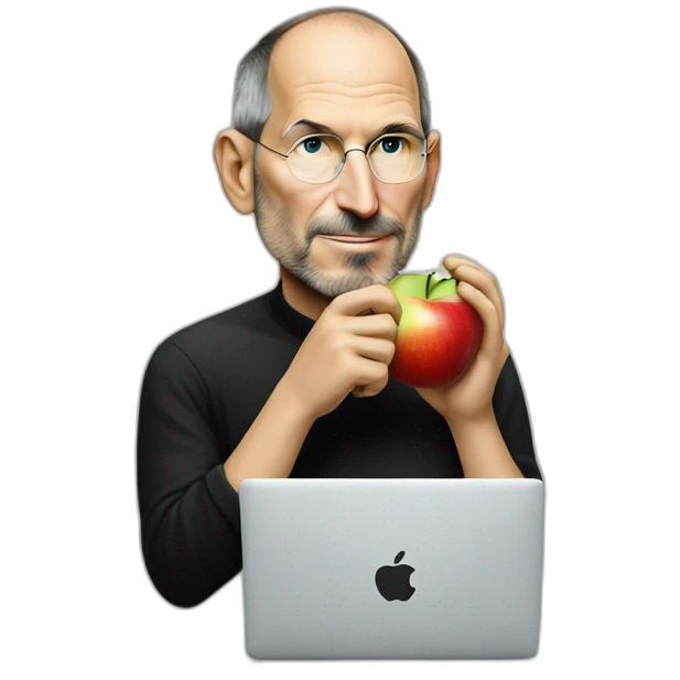 steve jobs eating an apple logo emoji