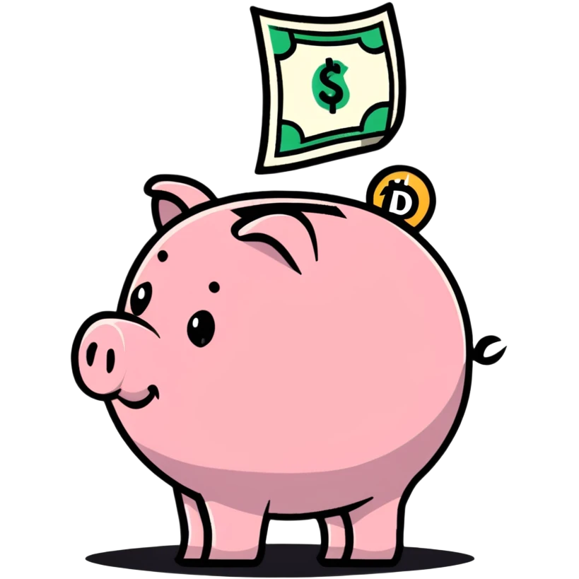 piggy bank with dollar sign emoji