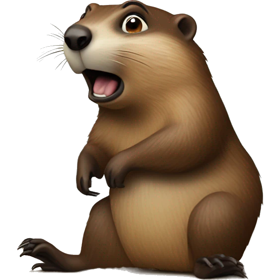 Groundhog in the pose of Munch’s the scream emoji