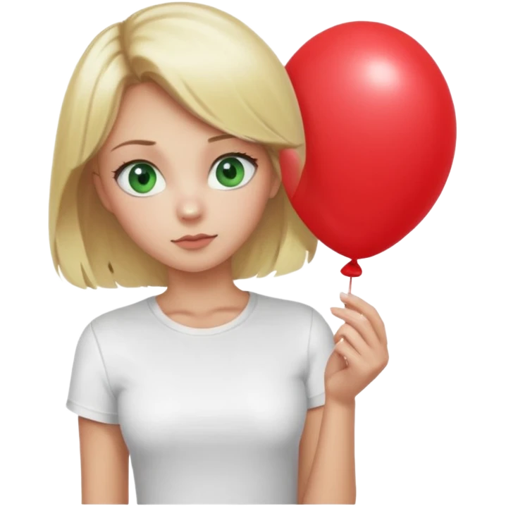 Un fille blonde au yeux vert je veut du mascara sur mais sil je veux un t-shirt blanc moulant et je veux un géant emoji