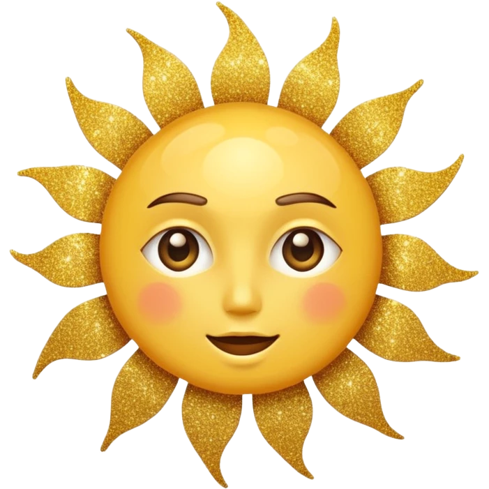 sun in 2d golden glitter in colour emoji