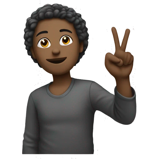 doing the peace signwith he hand emoji