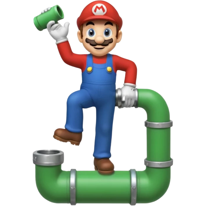 Mario se tient sur un tuyau de Mario Bros emoji