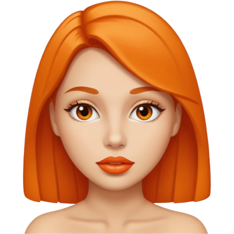 woman with orange colored lips emoji