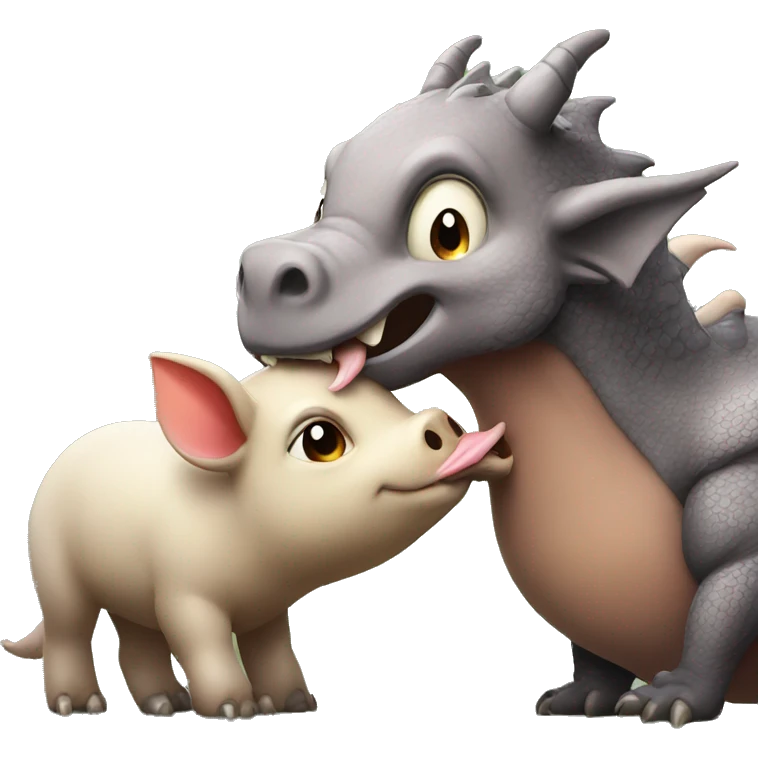 dragon kissing wild pig emoji