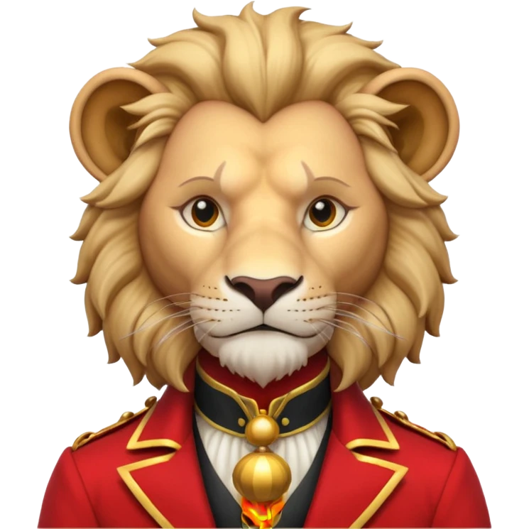 circus lion tamer portrait, head and shoulders only, red ringmaster jacket collar, confident strong look, whip handle visible, 3D cartoon, mobile game icon style, clean background, no text, no watermark
 emoji