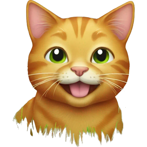 Ginger cat eating grass emoji