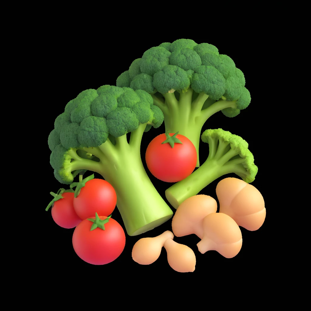 Meal broccoli chicken and tomato  emoji
