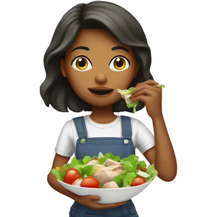 girl eating salad with chicken  emoji