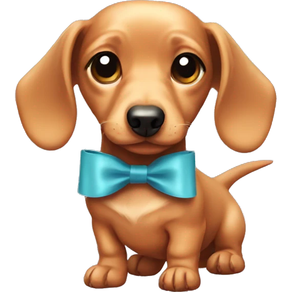 Puppy dachshund with a bow emoji