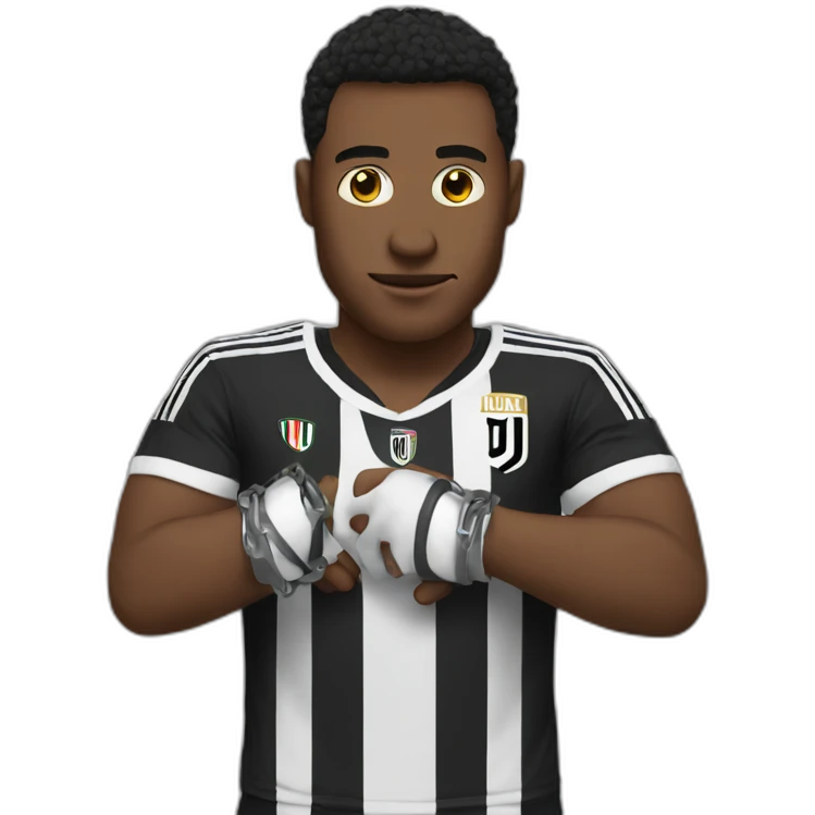 guy with juventus shirt whith handcuffs emoji