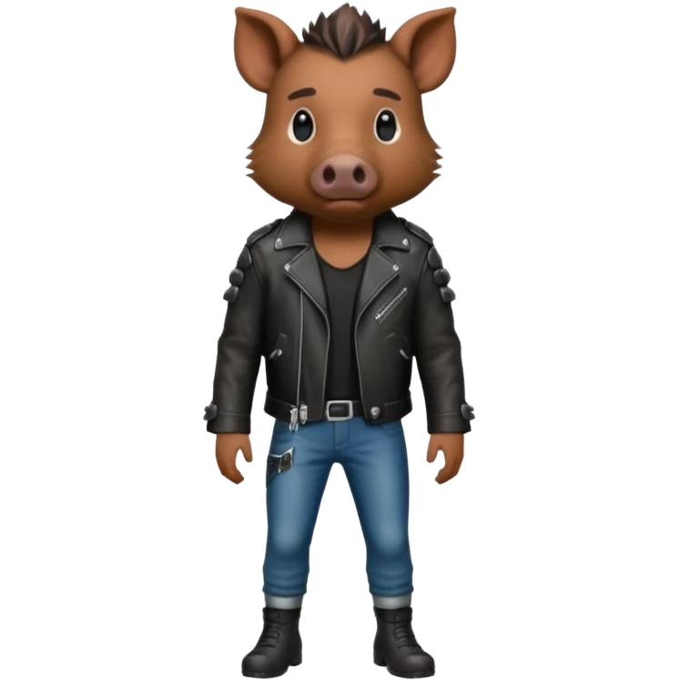 wild boar, punk hair, full body, stading, jacket emoji