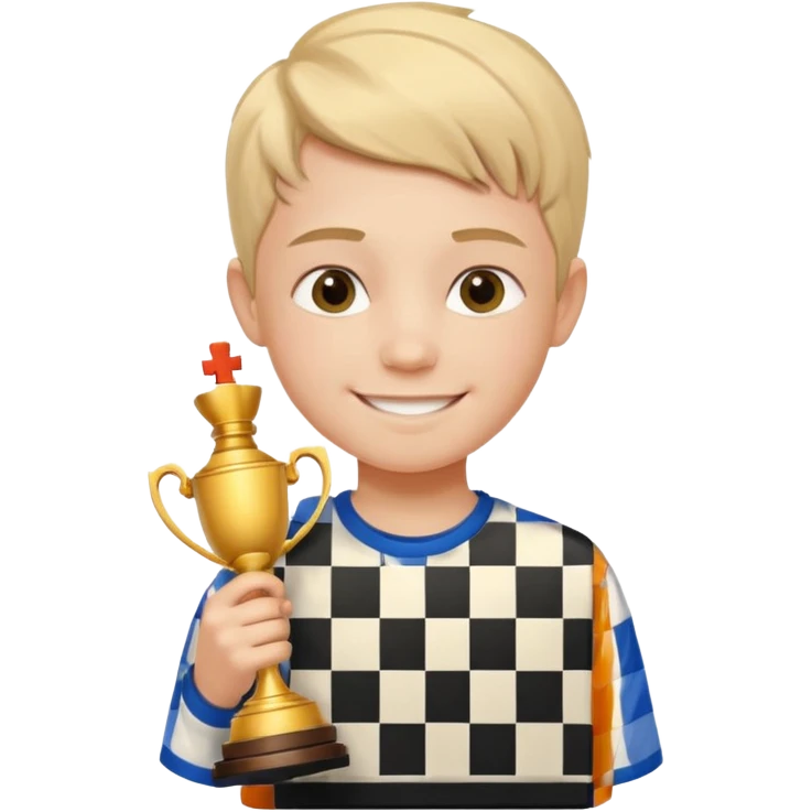 Kid with trophy, Chess club. emoji