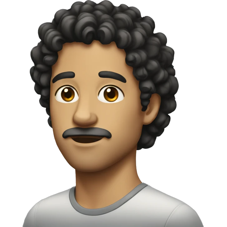 Man with dark curly hair emoji