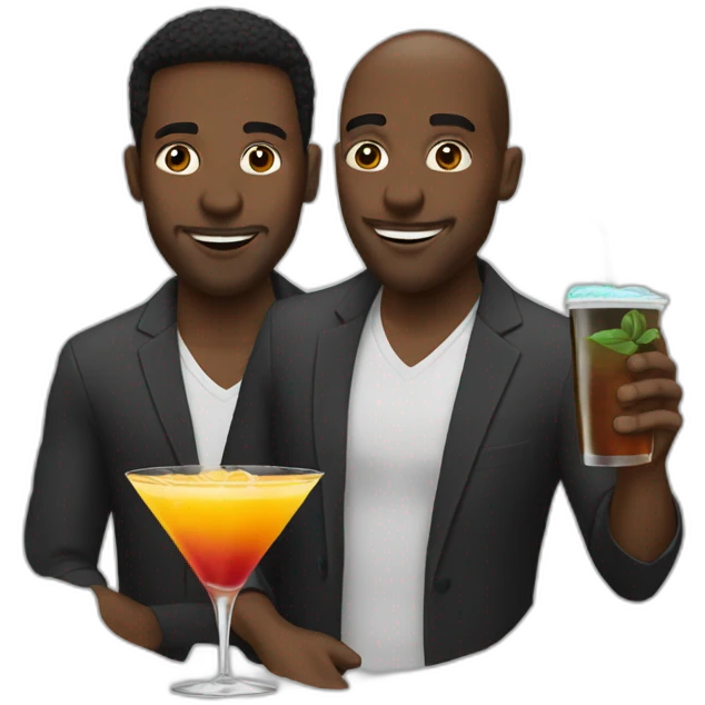Black men drink a cocktail emoji