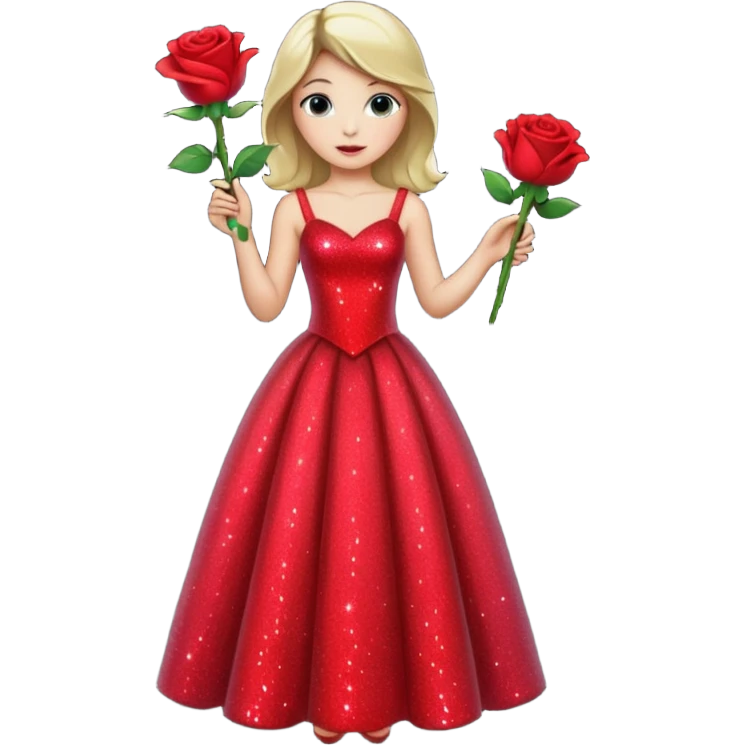 Aurora princess, standing pose, holding a rose, sparkling dress emoji