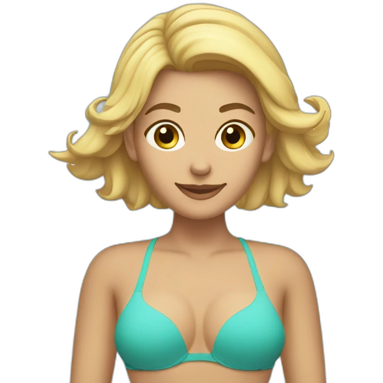 fit Caucasian woman bikini (hands-in-hair pose) (full body) emoji